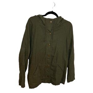 Love Tree Utility Cargo Jacket Large Army Green Women's Hooded